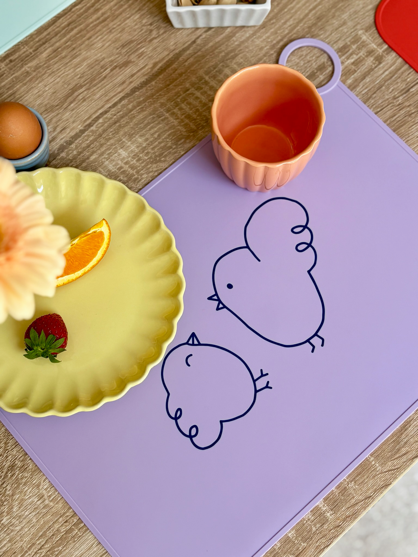 Fluffy Birds Foldable Silicone Placemat